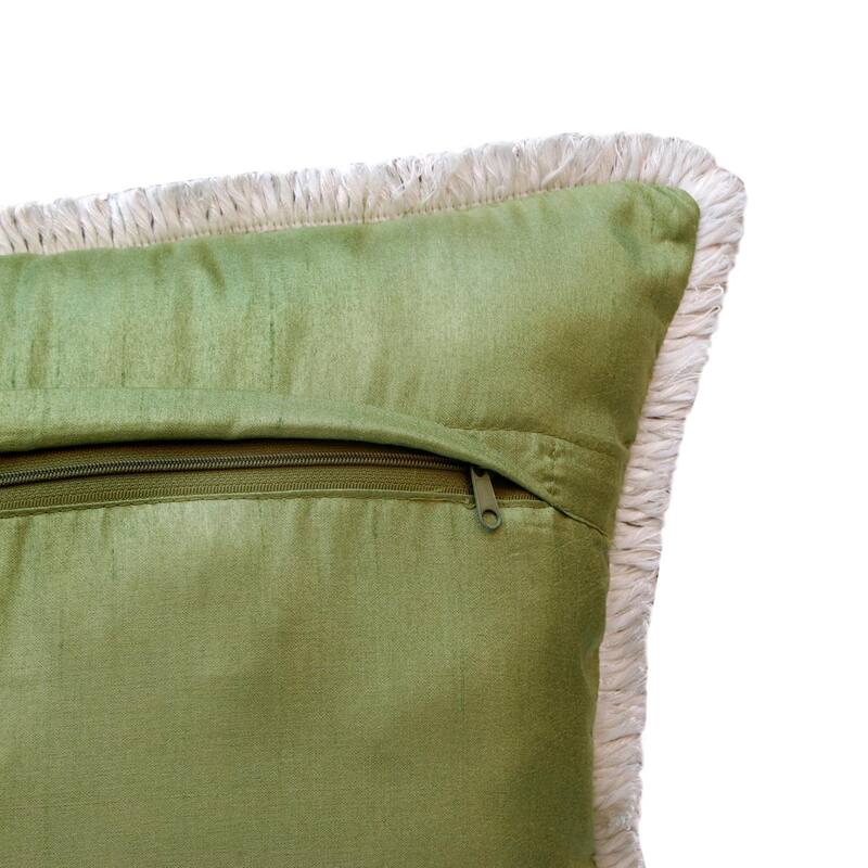 Hand Woven Coastal Flamingo Square Throw Pillow - 20" - Green and Pink