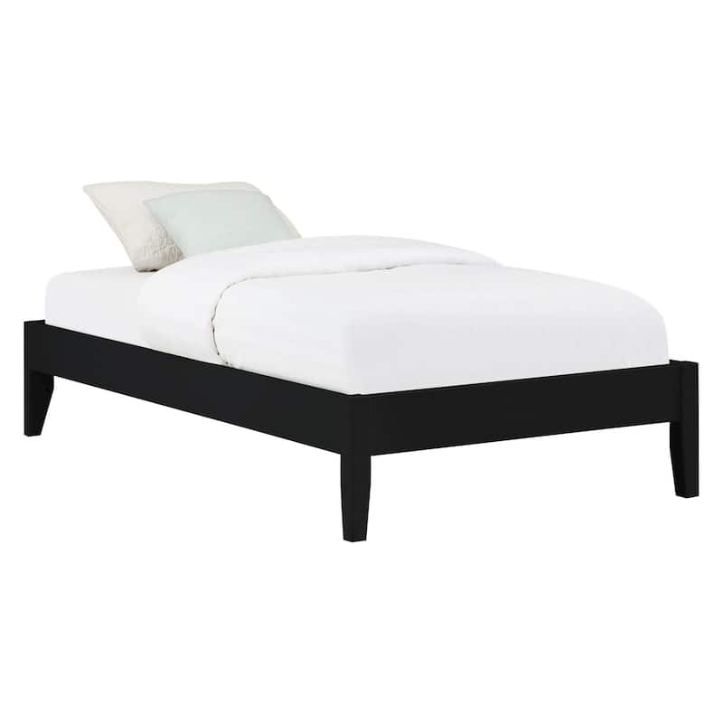 Cavi Modern Low Profile Platform Twin Size Bed, Panel Sides, Slats, Black