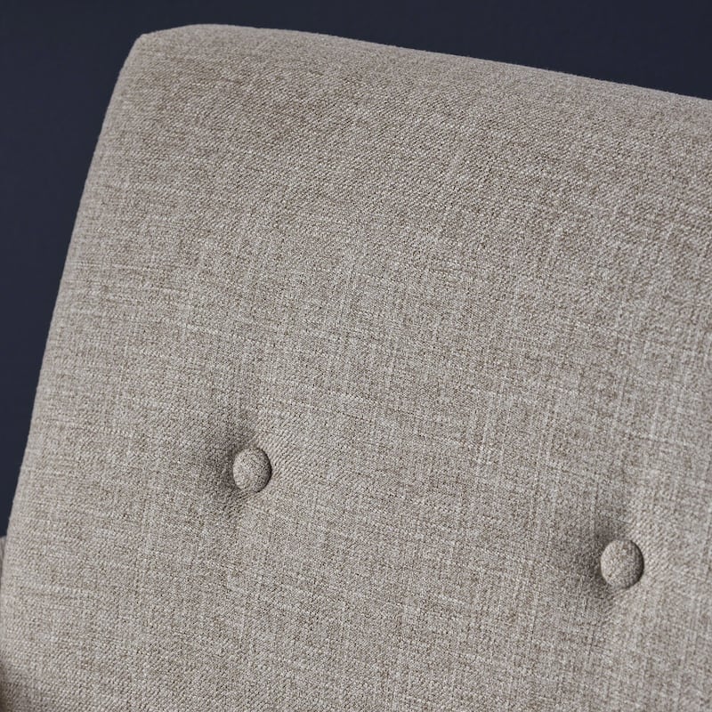 Roomfitters Mid-Century Modern Accent Chair with Button Tufted Back and Wood Legs, Upholstered Armchair for Living Room, Beige