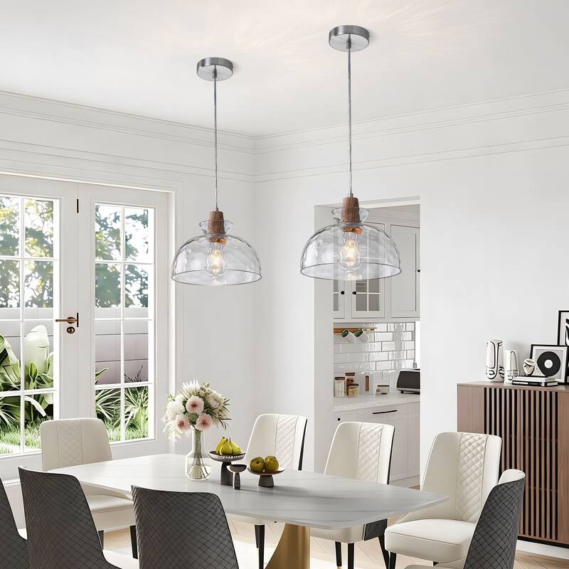 Starsky 1-Light Modern Hammered Ripple Glass Pendant