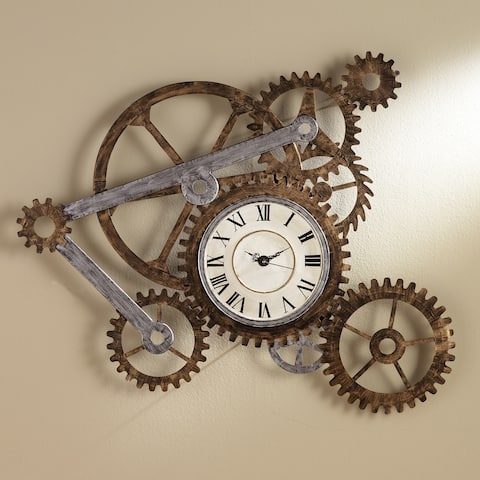 Carbon Loft Wozniak Rustic Gears Wall Clock