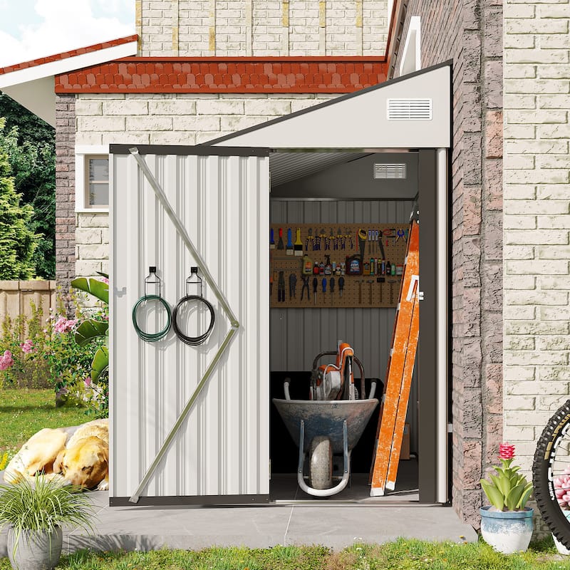 4*8FT Storage Shed, Single Hinge Door, Solid Structural Design, Good Ventilation, Surface With Protective Film