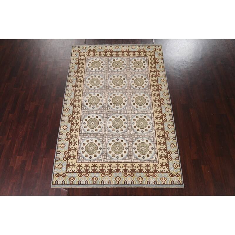 Vegetable Dye Traditional Khotan Oriental Wool Area Rug Hand-knotted - 6'3" x 9'7"