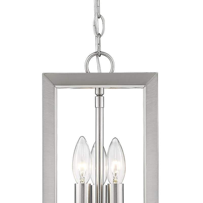 3 Light Geometric Small Mini Rectangle Pendant in Satin Nickel