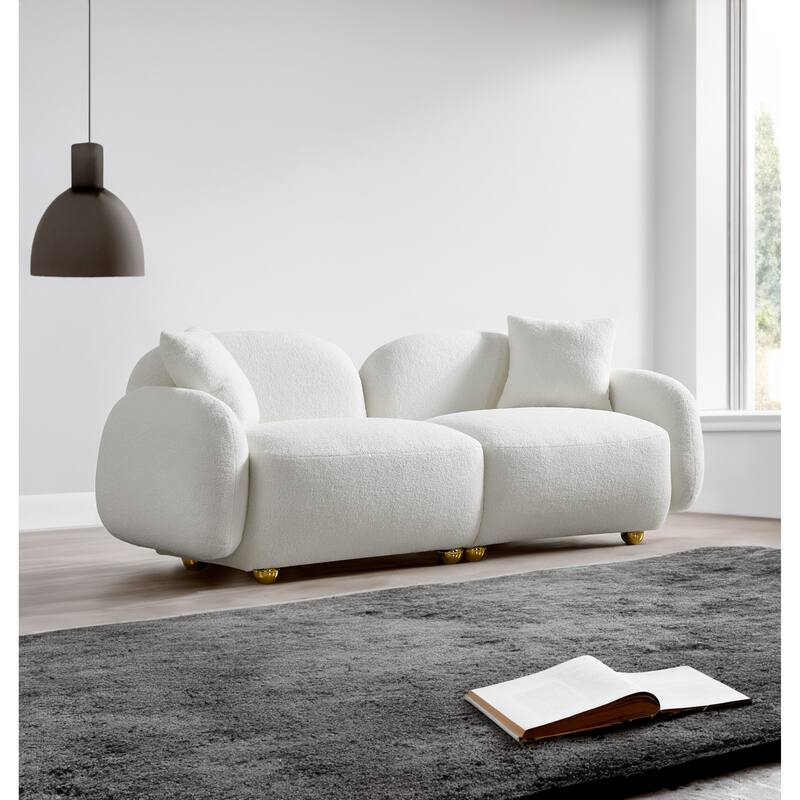 Plush Teddy Velvet Sofa, 2 Seat Upholstered Couch, Soft & Durable On