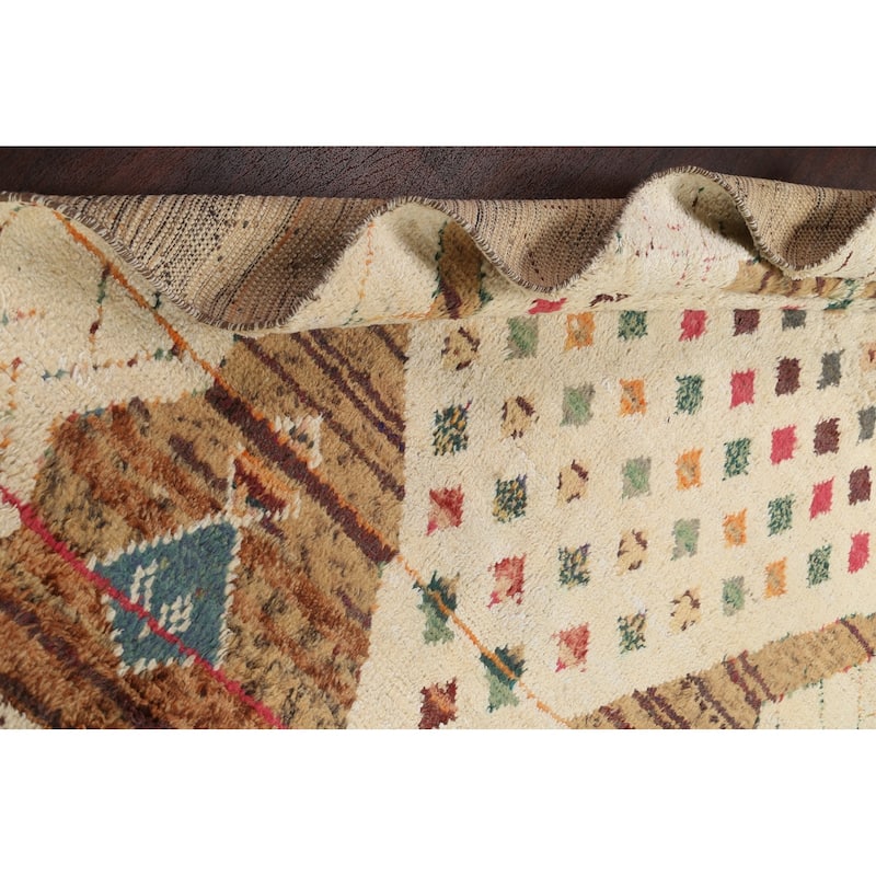 Geometric Oriental Moroccan Wool Area Rug Hand-knotted Tribal Carpet - 5'11" x 9'1"