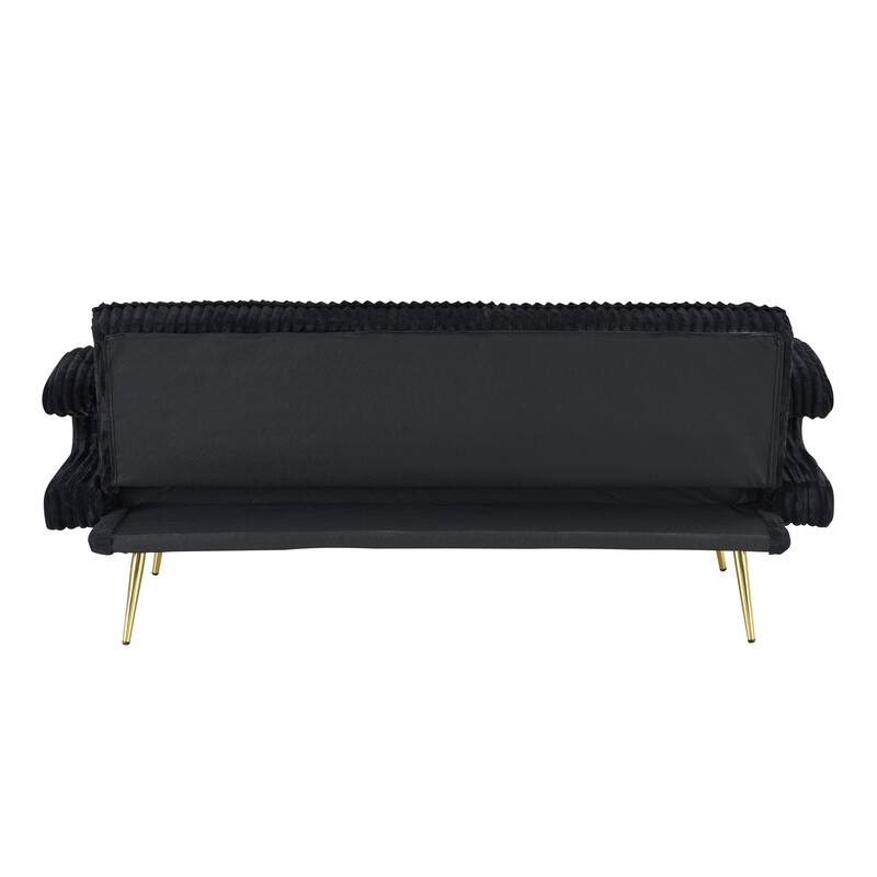 Black Corduroy Sofa for Living Room and Study with Throw Pillows