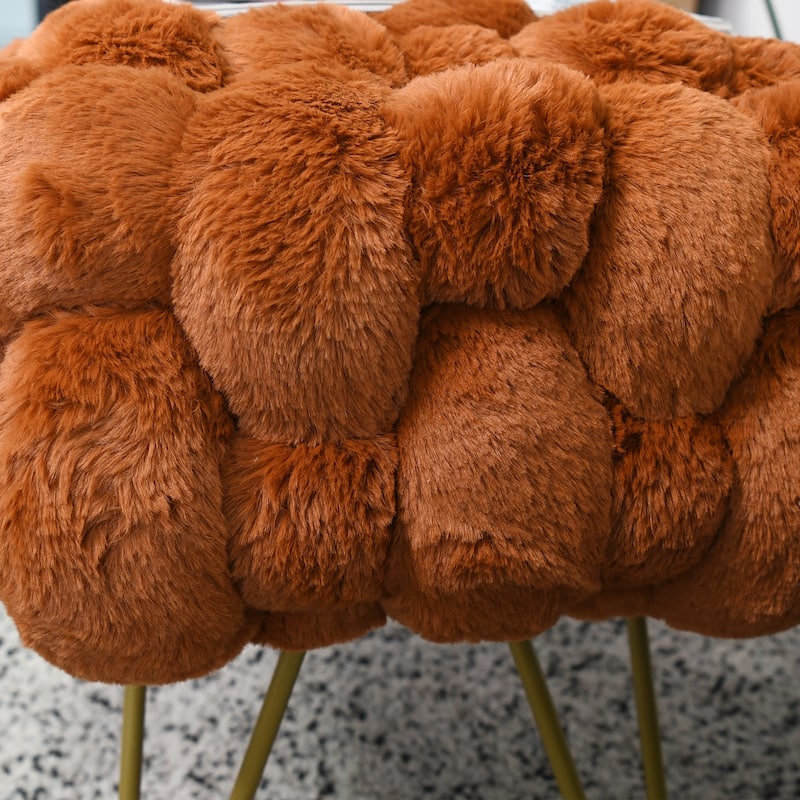 Soft Fauxfur Pouf Stool Ottoman Fuzzy Entryway Bench Seat 27"x20"x19"