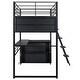 preview thumbnail 5 of 12, Black Colorful LED Twin Size Loft Bed with Desk and Shelves