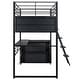 preview thumbnail 11 of 24, Twin/Full Size Kids Loft Bed with LED Light and Storage Shelves, Teens Metal Bed Frame with Ladder and Desk