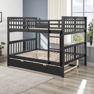 Full over Full Wood Bunk Bed with Twin Trundle & Ladder - Bed Bath ...