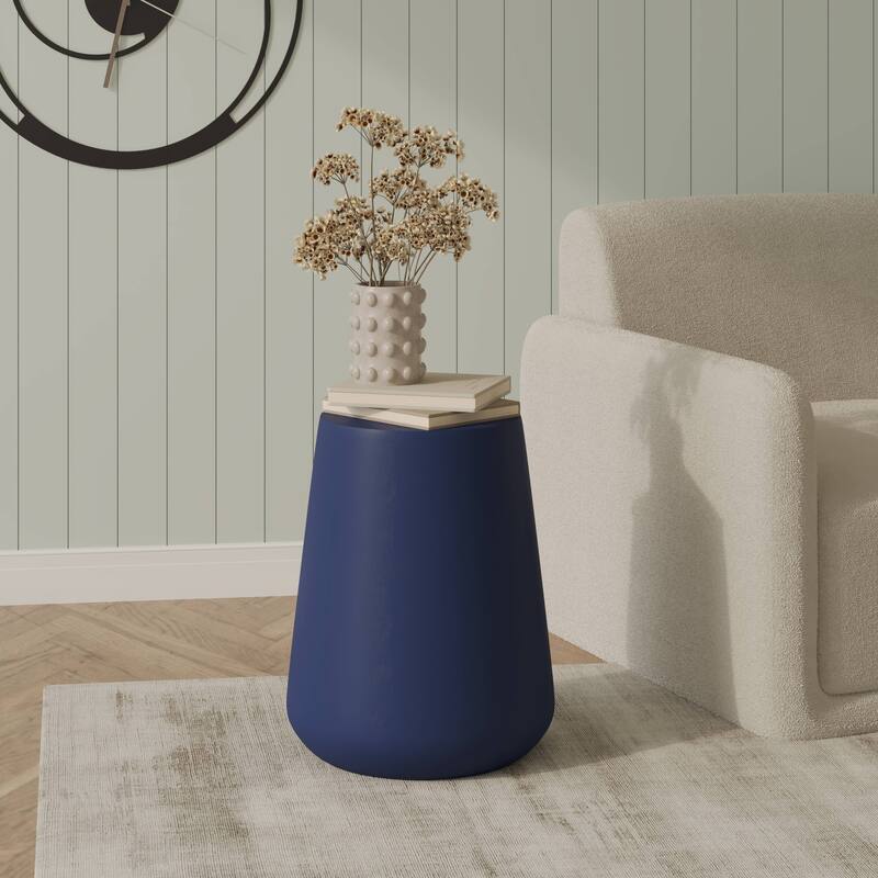 14" Round Side Table in Fiberstone with Tapered Base Design Glint Collection