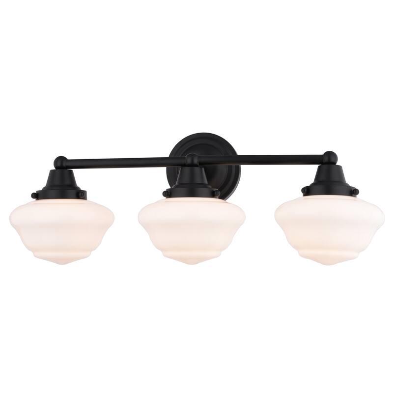 VAXCEL Eastgate Bathroom Vanity Wall Light Fixture, White Frosted Opal Glass Schoolhouse Shade, Dimmable, LED Compatible