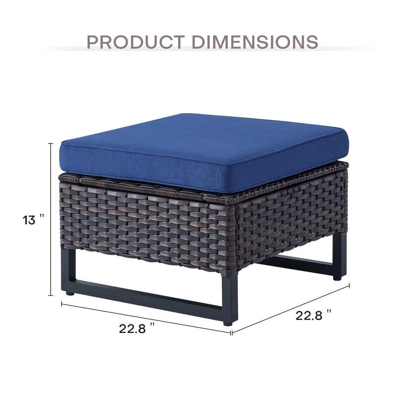 2 Pieces Patio Rattan Ottomans