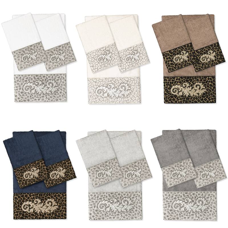 Authentic Hotel and Spa 100% Turkish Cotton April 3PC Embellished Towel Set