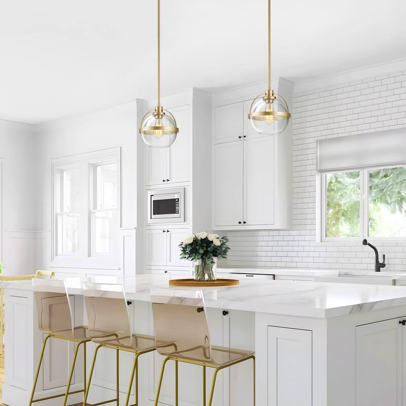 Starsky 1-Light 9in. Modern Globe Chandelier Single Glass Pendant Light(Set of 2)