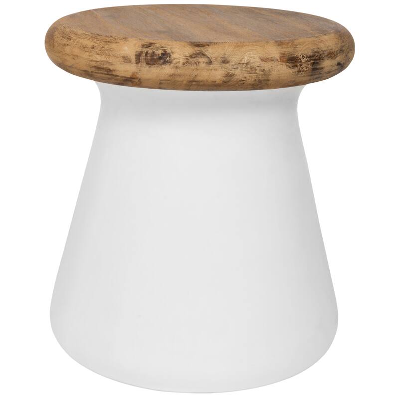 SAFAVIEH Button Concrete Indoor/ Outdoor Accent Table (Ivory) - 16.5" x 16.5" x 18.1"