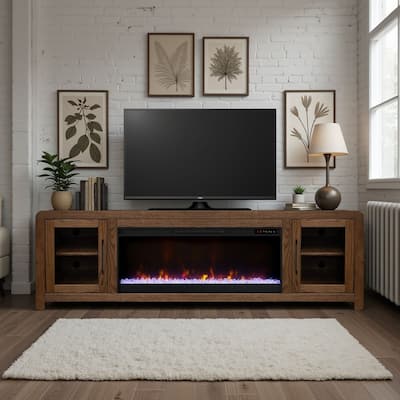 Bridgevine Home Haven 82 inch Fireplace TV Stand, for TVs up to 90 inches, Minimal Assembly