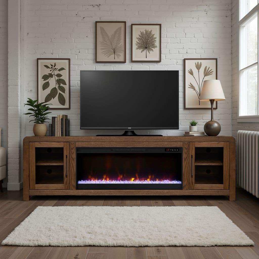 Bridgevine Home Haven 82 inch Fireplace TV Stand, for TVs up to 90 inches, Minimal Assembly