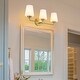 preview thumbnail 8 of 6, 22.5 in. W 3-Light White Plus Gold Bathroom Vanity Light with Shade