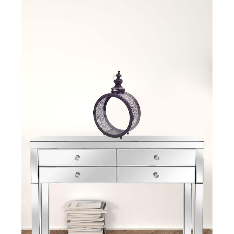 HomeRoots 18" Black Flameless Floor Lantern Candle Holder - 16