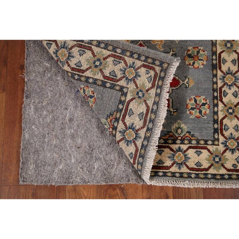 Geometric Kazak Runner Rug Hand-Knotted Floral Wool Carpet - 2'2" x 5'9"