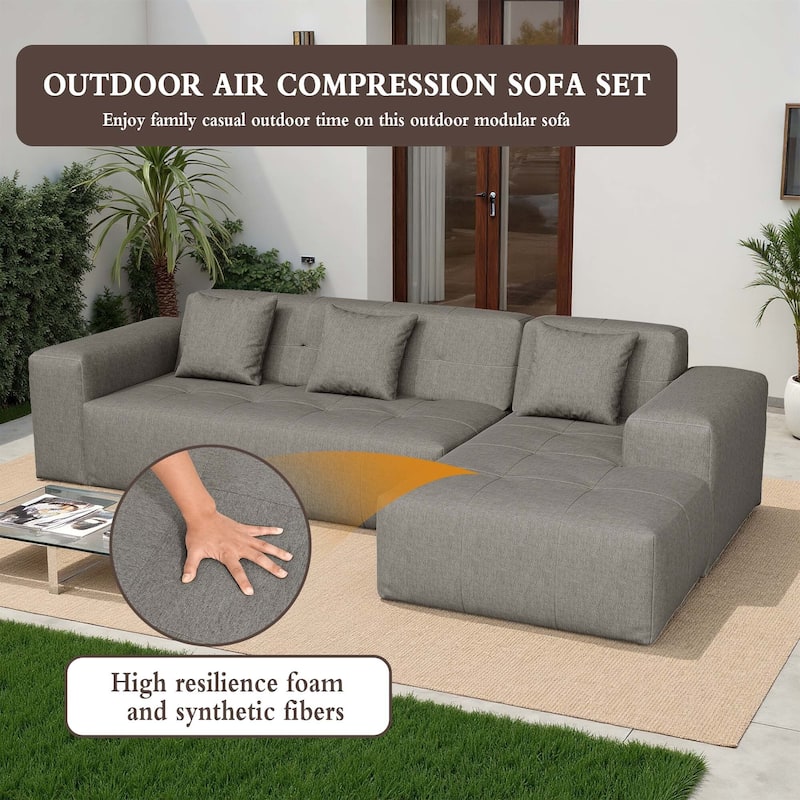 Outdoor No Assembly Patio Sofa with Chaise