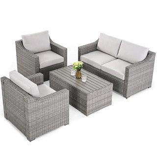 4 Piece Patio Sectional Conversation Set - Bed Bath & Beyond - 39176603