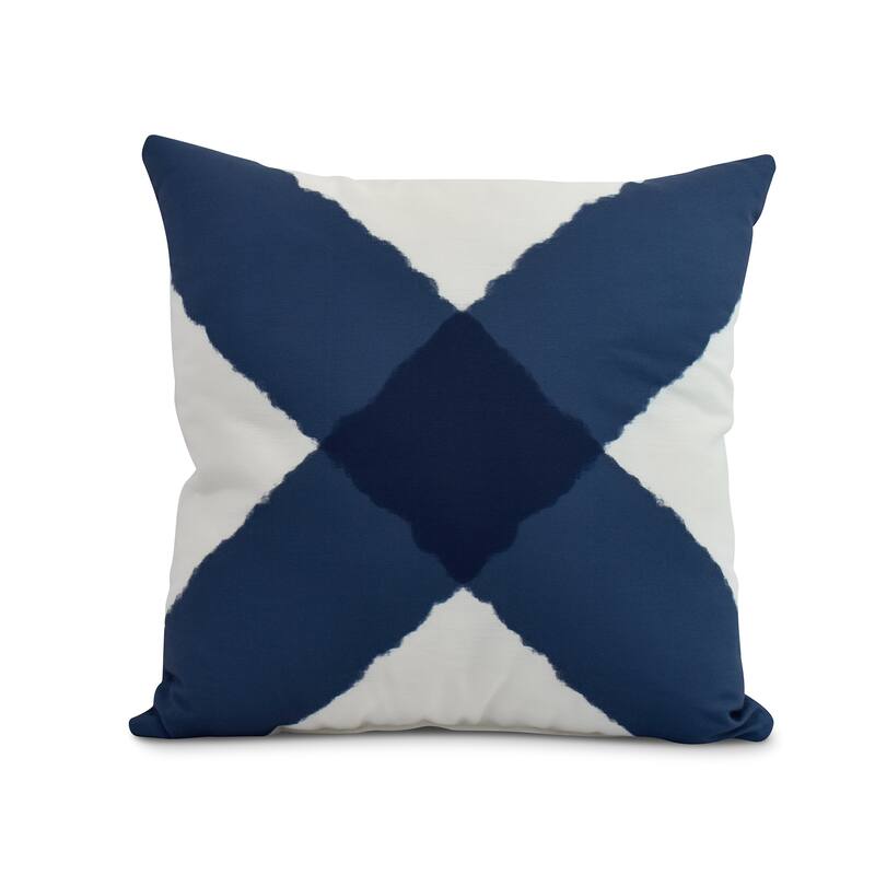 16 x 16 Inch X Marks the Spot Geometric Print Outdoor Pillow - Navy