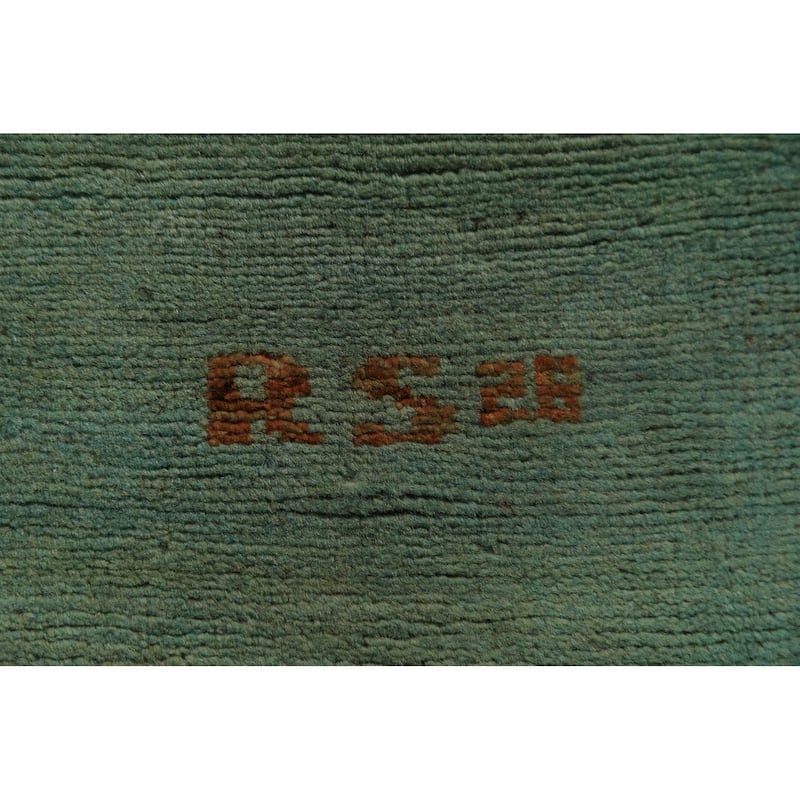 Green Gabbeh Modern Area Rug Handmade Wool Carpet - 4'10" x 6'7"