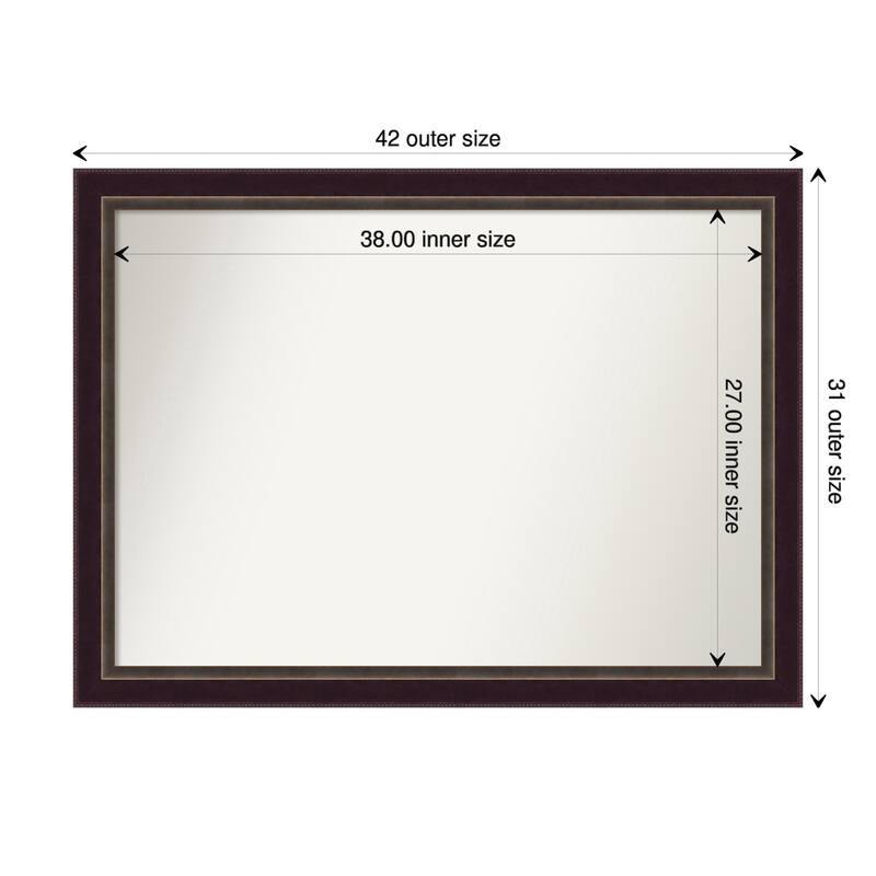 Non-Beveled Wood Bathroom Wall Mirror - Signore Bronze Frame