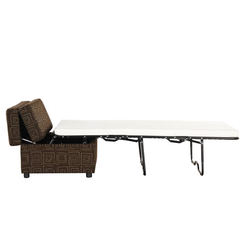 Roomfitters Twin Size Folding Ottoman Sleeper Bed with Mattress, Compact Convertible Guest Bed for Living Room