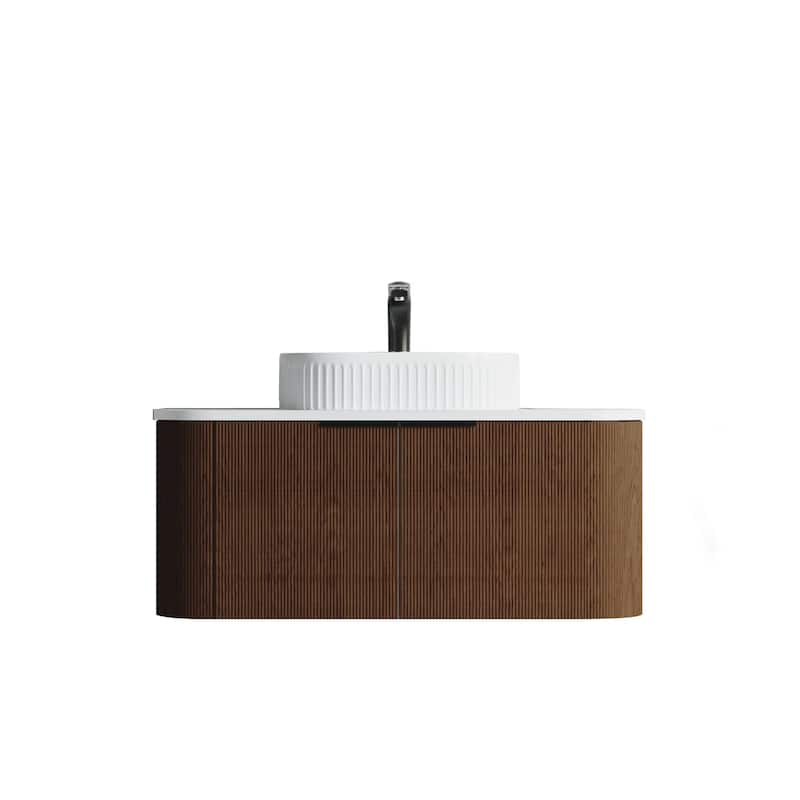 Dillon 42" Single Vanity 5 Pc Combo - Walnut with White Sink