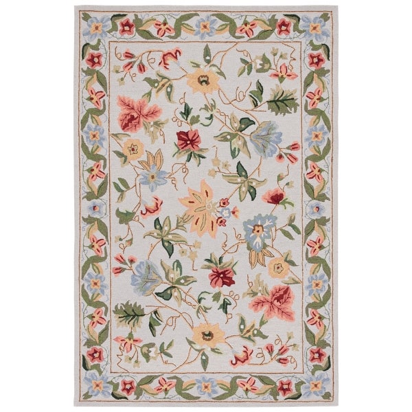 SAFAVIEH Handmade Chelsea Rubi French Country Floral Wool Rug - 5'3" x 8'3" - Grey