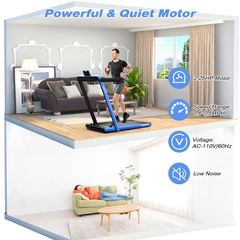 Gymax Motorized Treadmill Folding Under Desk Electric Treadmill - 49'' x 27'' x 42''