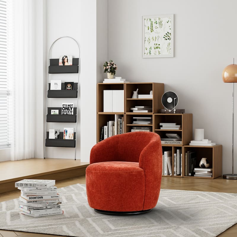 Ouyessir Swivel Barrel Chair Upholstered Armchair (Set of 1)