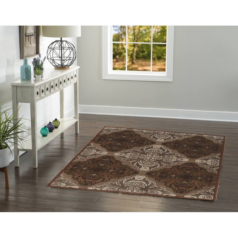 Chenille Structure Damask Rug Collection