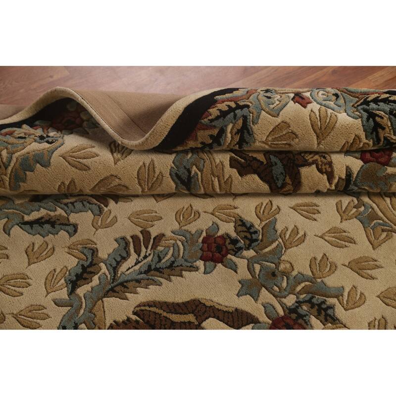 Animal Pictorial Aubusson Indian Area Rug Hand-Tufted Wool Carpet - 5'0" x 8'0"