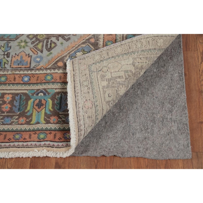 Light Blue Geometric Tabriz Persian Vintage Rug Handmade Wool Carpet - 6'4" x 9'4"