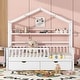 preview thumbnail 2 of 34, Pinewood House Bed with Roof, 2 Drawers, and Shelf, Full-Length Guardrails