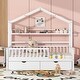 preview thumbnail 2 of 8, Twin Size Wood House Bed Frame, Wooden Platform Daybed with Storage Shelf & 2 Drawers, for Teens Boys Girls Bedroom Dorm