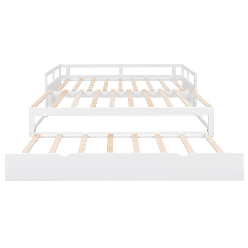 Wooden Daybed with Pull-Out Trundle, Expandable from Twin to King