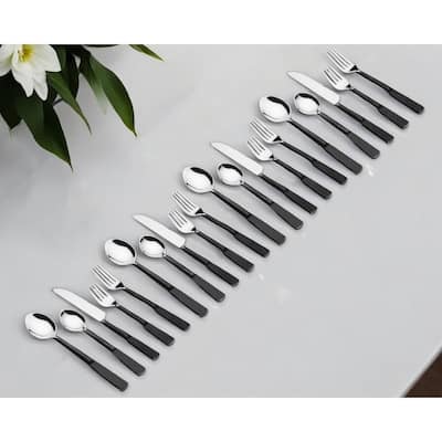 Matte Black Stainless Steel Twenty Piece Hand Forged Flatware Set