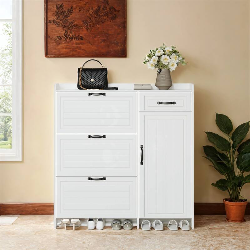 Shoe Cabinet with 4 Doors 1 Drawers,Large Space for Storage