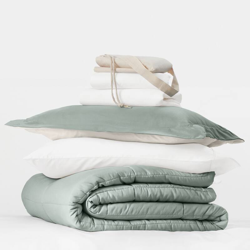 8pc Twin XL Solid Dorm Bedding Bundle