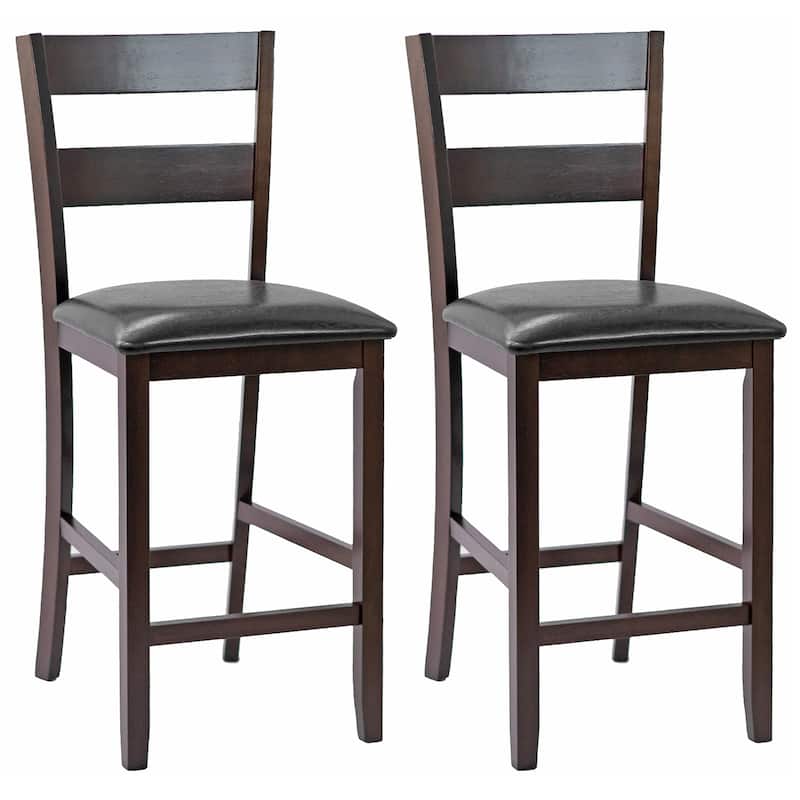 Costway 2-Pieces Bar Stools Counter Height Chairs w/ PU Leather Seat - See Details - Counter Height - Set of 2 - Espresso