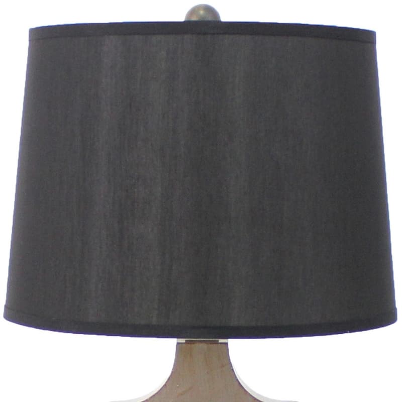 Classic Brown Wood Bedside Lamp with Modern Black Drum Shade - 12" x 14" x 25.25"