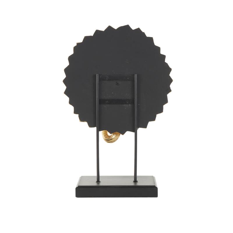 Gold Resin Elephant Decorative Sculpture with Mirrored Sunburst Accent and Black Stand