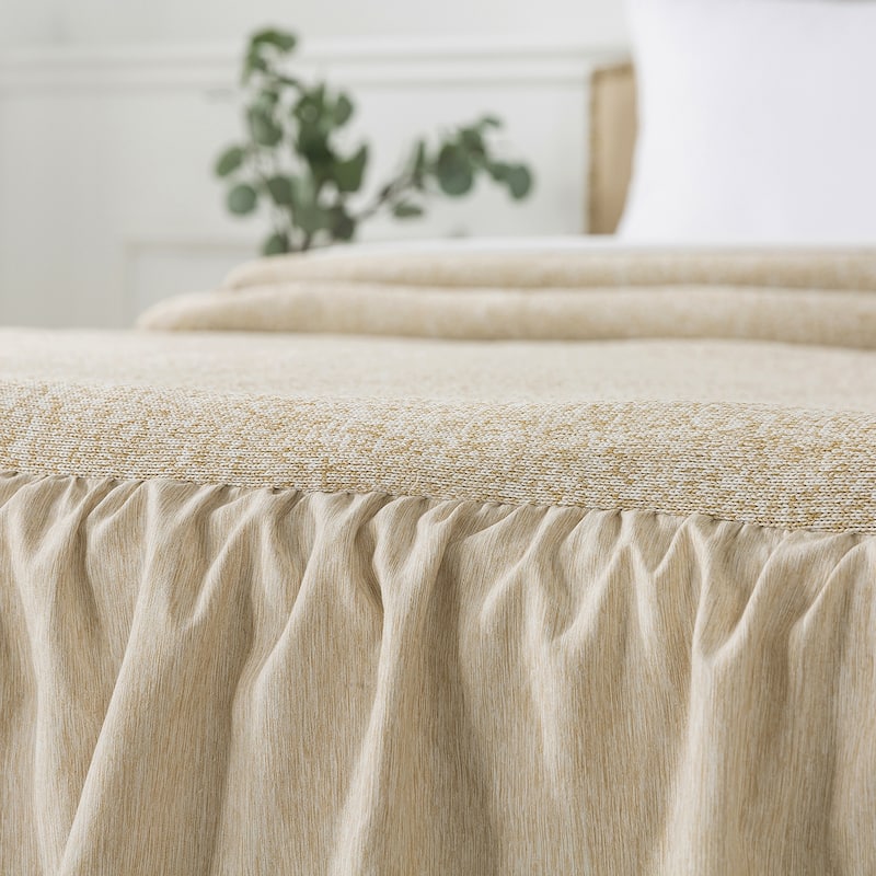 4 Piece Knit Ruffled Style Bed Skirt Coverlets Bedspreads