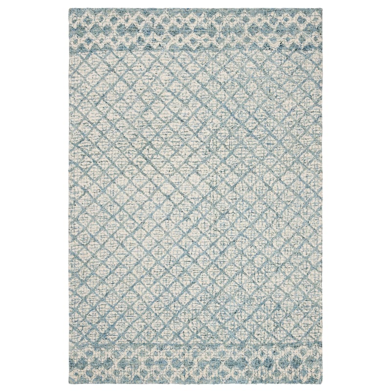 SAFAVIEH Handmade Abstract Suhad Modern Wool Rug - 5' x 8' - Blue/Ivory